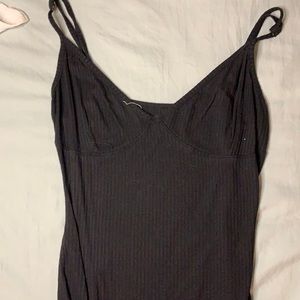 Shein basic black cotton bodysuit thin strapped